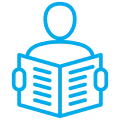 Blue outline of reader symbol