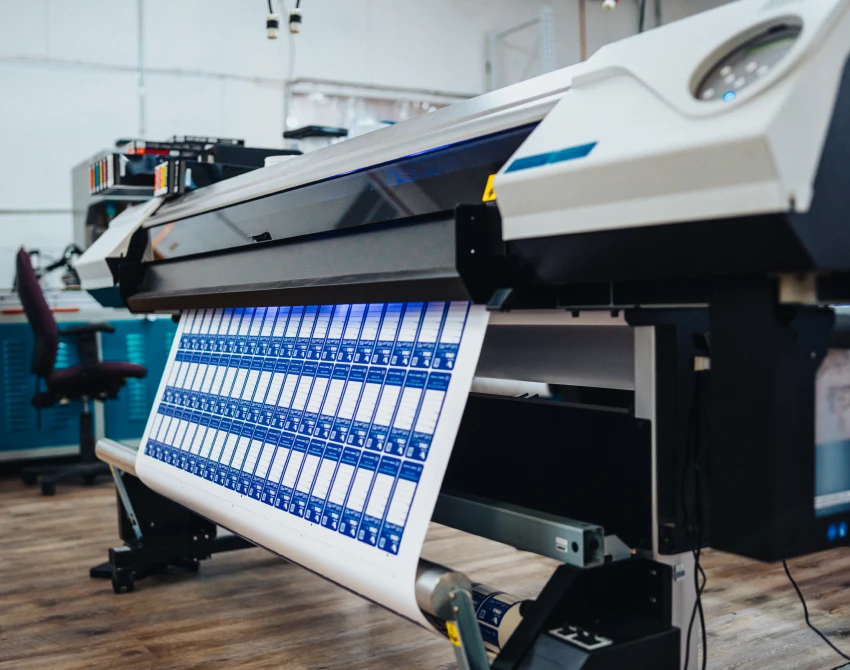 Industrial printer producing labels